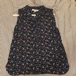 Loft bunny and fox print sleeveless top, size S